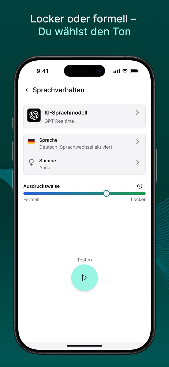 Einstellungen für Stimme, Sprache und Ton