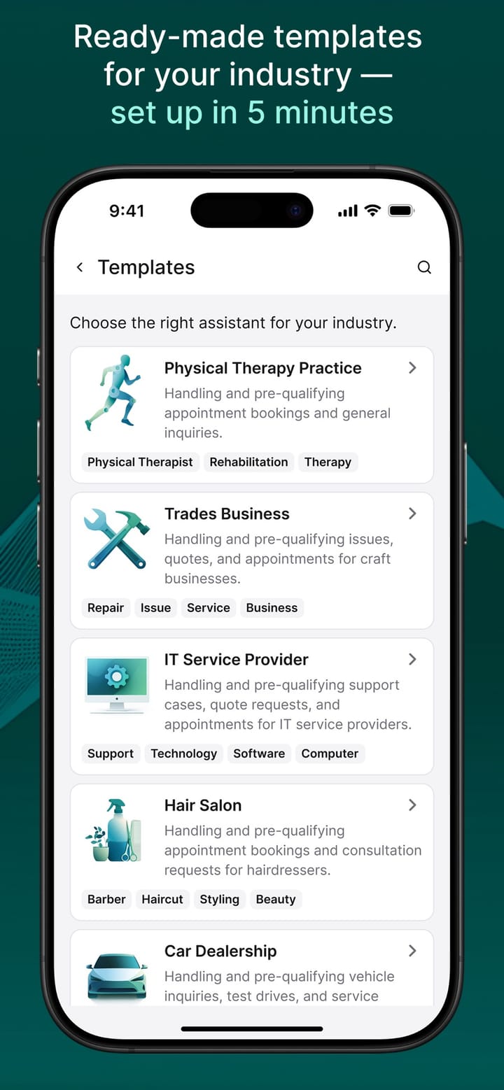Ready-made templates per industry